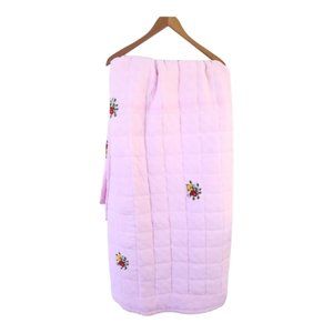 Pink Embroidered Strawberry Full Size Bedspread